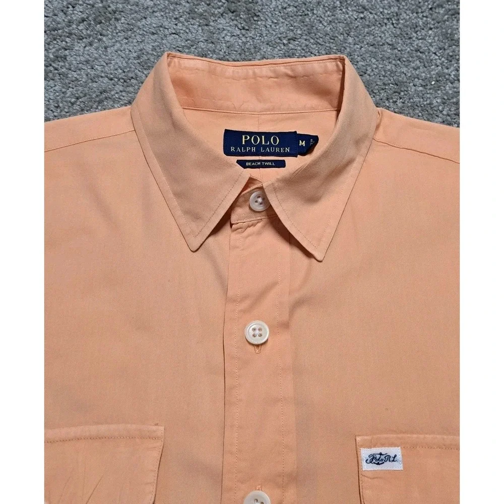 Polo‎ Ralph Lauren Beach Twill Camp Shirt Mens M Orange Button Up